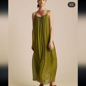 Rosemarine Silk Blend Green  Flowy Maxi Dress Size Large